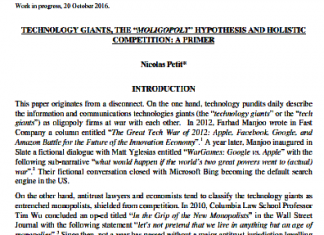 GRANDES DE LA TECNOLOGÍA, LA HIPÓTESIS “MOLIGOPOLY” Y LA COMPETENCIA HOLÍSTICA: UN PRIMER (borrador)