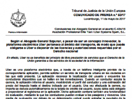 Conclusiones del Abogado General en el asunto C-434/15 Asociación Profesional Élite Taxi / Uber Systems Spain, S.L. (Comunicado de prensa)