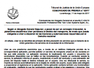 Conclusiones del Abogado General en el asunto C-434/15 Asociación Profesional Élite Taxi / Uber Systems Spain, S.L. (Comunicado de prensa)