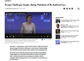 Europa desafía a Google, viendo violaciones de su ley antimonopolio