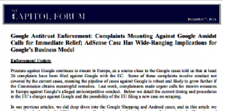 Aplicación de la legislación antimonopolio de Google: Presentación de quejas contra Google en medio de llamadas para ayuda inmediata; El caso AdSense tiene implicaciones de gran alcance para el modelo comercial de Google