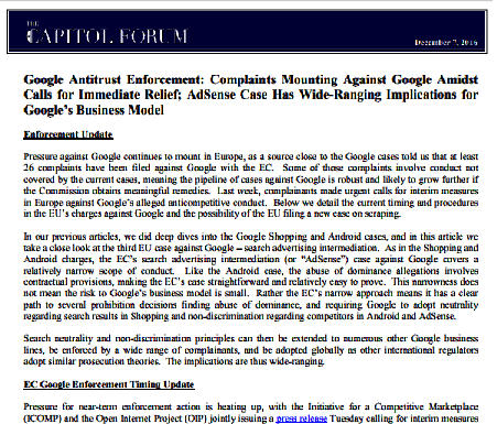 Aplicación de la legislación antimonopolio de Google: Presentación de quejas contra Google en medio de llamadas para ayuda inmediata; El caso AdSense tiene implicaciones de gran alcance para el modelo comercial de Google