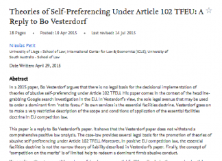 Teorías de la autoasignación en virtud del artículo 102 del TFUE: Una respuesta a Bo Vesterdorf