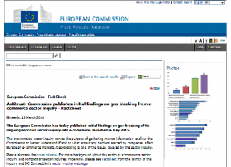 Antimonopolio: la Comisión publica las conclusiones iniciales sobre el bloqueo geográfico de la investigación del sector de comercio electrónico (Hoja de datos)