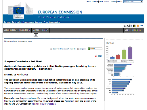 Antimonopolio: la Comisión publica las conclusiones iniciales sobre el bloqueo geográfico de la investigación del sector de comercio electrónico (Hoja de datos)