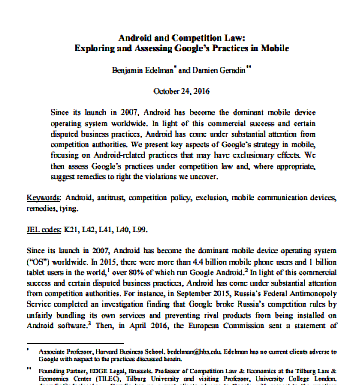 Ley de competencia y Android: Exploración y evaluación de las prácticas de Google en dispositivos móviles (Documento de trabajo)