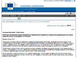 Antimonopolio: La Comisión envía un pliego de cargos a Google en el servicio de comparación de compras; abre una investigación formal por separado en Android (Comunicado de prensa)