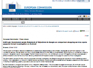 Antimonopolio: La Comisión envía un pliego de cargos a Google en el servicio de comparación de compras; abre una investigación formal por separado en Android (Comunicado de prensa)