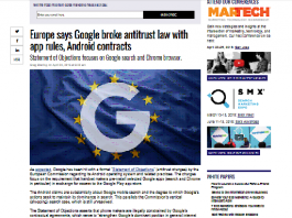 Europa dice que Google rompió la ley antimonopolio con las reglas de la aplicación, los contratos de Android