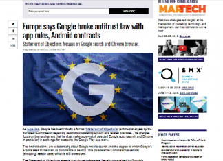 Europa dice que Google rompió la ley antimonopolio con las reglas de la aplicación, los contratos de Android