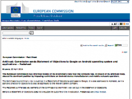 Antimonopolio: La Comisión envía un pliego de cargos a Google sobre el sistema operativo Android y sus aplicaciones (Factsheet)