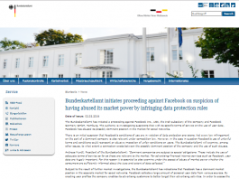 Bundeskartellamt inicia un proceso contra Facebook por sospecha de haber abusado de su poder de mercado al infringir las normas de protección de datos (comunicado de prensa)