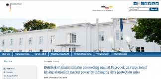 Bundeskartellamt inicia un proceso contra Facebook por sospecha de haber abusado de su poder de mercado al infringir las normas de protección de datos (comunicado de prensa)