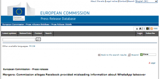 Fusiones: la Comisión alega que Facebook proporcionó información engañosa sobre la adquisición de WhatsApp (comunicado de prensa)