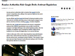 Las autoridades rusas gobiernan Google rompió las regulaciones antimonopolio