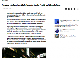 Las autoridades rusas gobiernan Google rompió las regulaciones antimonopolio