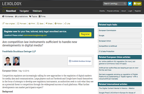 ¿Los instrumentos de ley de competencia son suficientes para manejar los nuevos desarrollos en los medios digitales?