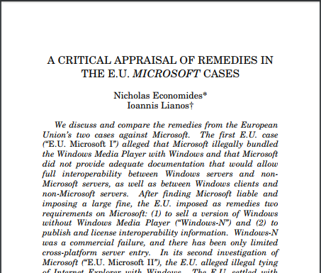 Una evaluación crítica de los remedios en la Unión Europea en Casos de Microsoft