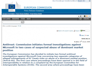 Antimonopolio: la Comisión inicia investigaciones formales contra Microsoft en dos casos de sospecha de abuso de posición dominante en el mercado (Comunicado de prensa)