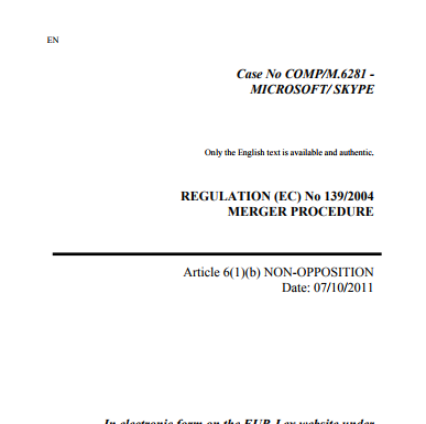 Asunto N° COMP / M.6281 – MICROSOFT / SKYPE