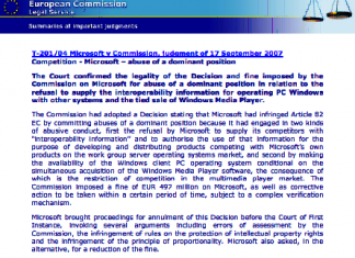 Competencia – Microsoft – abuso de una posición dominante