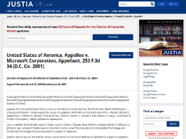 Estados Unidos de América, realiza apelación contra Microsoft Corporation, apelante, 253 F.3d 34