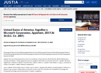 Estados Unidos de América, realiza apelación contra Microsoft Corporation, apelante, 253 F.3d 34