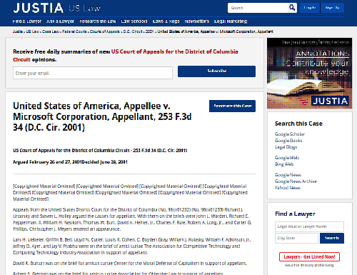 Estados Unidos de América, Apelado contra Microsoft Corporation, apelante, 253 F.3d 34
