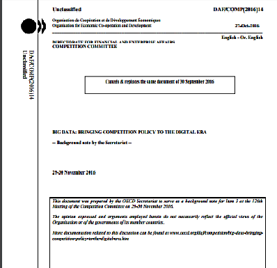 BIG DATA: LLEVANDO LA POLÍTICA DE COMPETENCIA A LA ERA DIGITAL