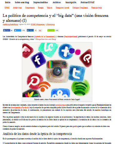 La política de competencia y el “big data” (una visión francesa y alemana) (I)