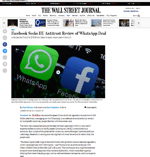 Facebook busca revisión antimonopolio de la Unión Europea del acuerdo de WhatsApp