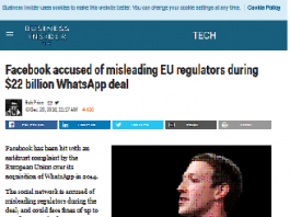 Facebook es acusado de engañar a los reguladores de la Unión Europea durante el acuerdo de $ 22 mil millones de WhatsApp