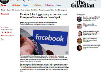 Facebook enfrenta acciones de privacidad en toda Europa, ya que Francia impone una multa de € 150k