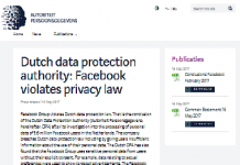 Autoridad holandesa de protección de datos: Facebook viola la ley de privacidad