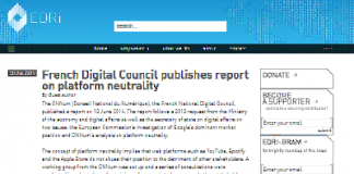 El Consejo Digital francés publica un informe sobre la neutralidad de la plataforma