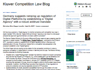 Alemania sugiere aumentar la regulación de las Plataformas Digitales mediante el establecimiento de una “Agencia Digital” con un sólido mandato antimonopolio