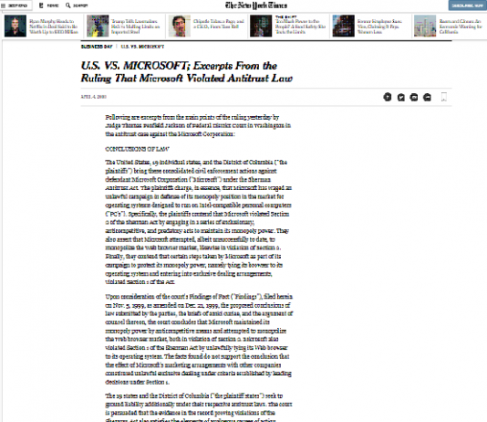 U.S. VS. MICROSOFT; Extractos de la sentencia que Microsoft violó la ley antimonopolio