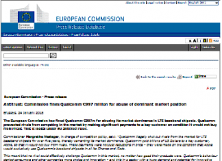 Antimonopolio: la Comisión multa a Qualcomm con 997 millones de euros por abuso de posición dominante en el mercado