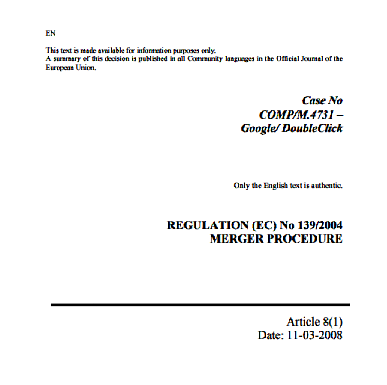 Caso N° COMP / M.4731 – Google / Doble clic