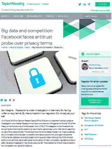 Big Data y competencia: Facebook se enfrenta a una investigación antimonopolio sobre términos de privacidad