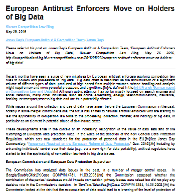 Agentes antimonopolio europeos avanzan en los titulares de Big Data