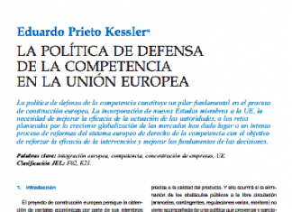 LA POLÍTICA DE DEFENSA DE LA COMPETENCIA EN LA UNIÓN EUROPEA