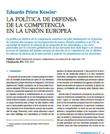 LA POLÍTICA DE DEFENSA DE LA COMPETENCIA EN LA UNIÓN EUROPEA