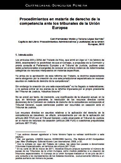 Procedimientos en materia de derecho de la competencia ante los tribunales de la Unión Europea