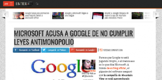 MICROSOFT ACUSA A GOOGLE DE NO CUMPLIR LEYES ANTIMONOPOLIO