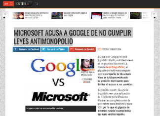 MICROSOFT ACUSA A GOOGLE DE NO CUMPLIR LEYES ANTIMONOPOLIO