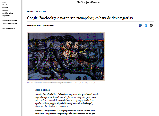 Google, Facebook y Amazon son monopolios; es hora de desintegrarlos