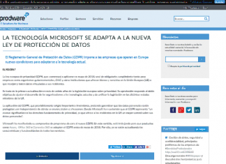 LA TECNOLOGÍA MICROSOFT SE ADAPTA A LA NUEVA LEY DE PROTECCIÓN DE DATOS