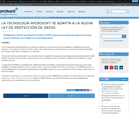 LA TECNOLOGÍA MICROSOFT SE ADAPTA A LA NUEVA LEY DE PROTECCIÓN DE DATOS
