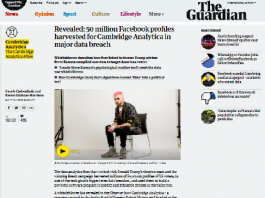 Revelado: 50 millones de perfiles de Facebook extraídos por Cambridge Analytica en violación de datos importantes